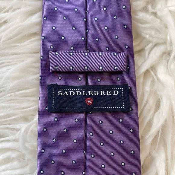 Purple white polka dot tie, XL - Picture 3 of 8